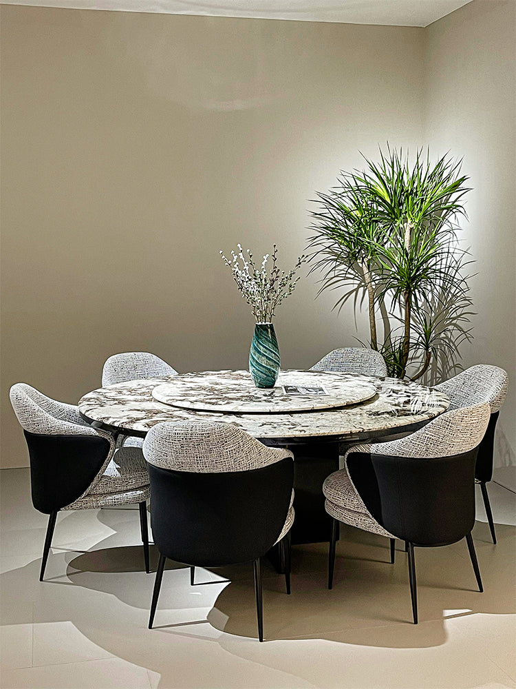 Snow Fox Marble Round Dining Table