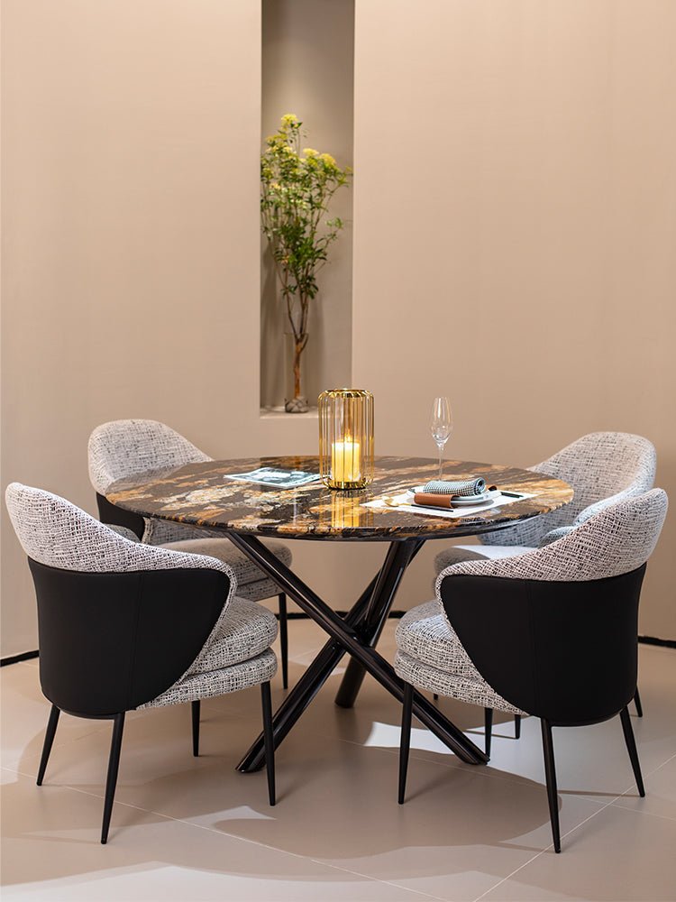 Cosmic Gold Marble Round Dining Table