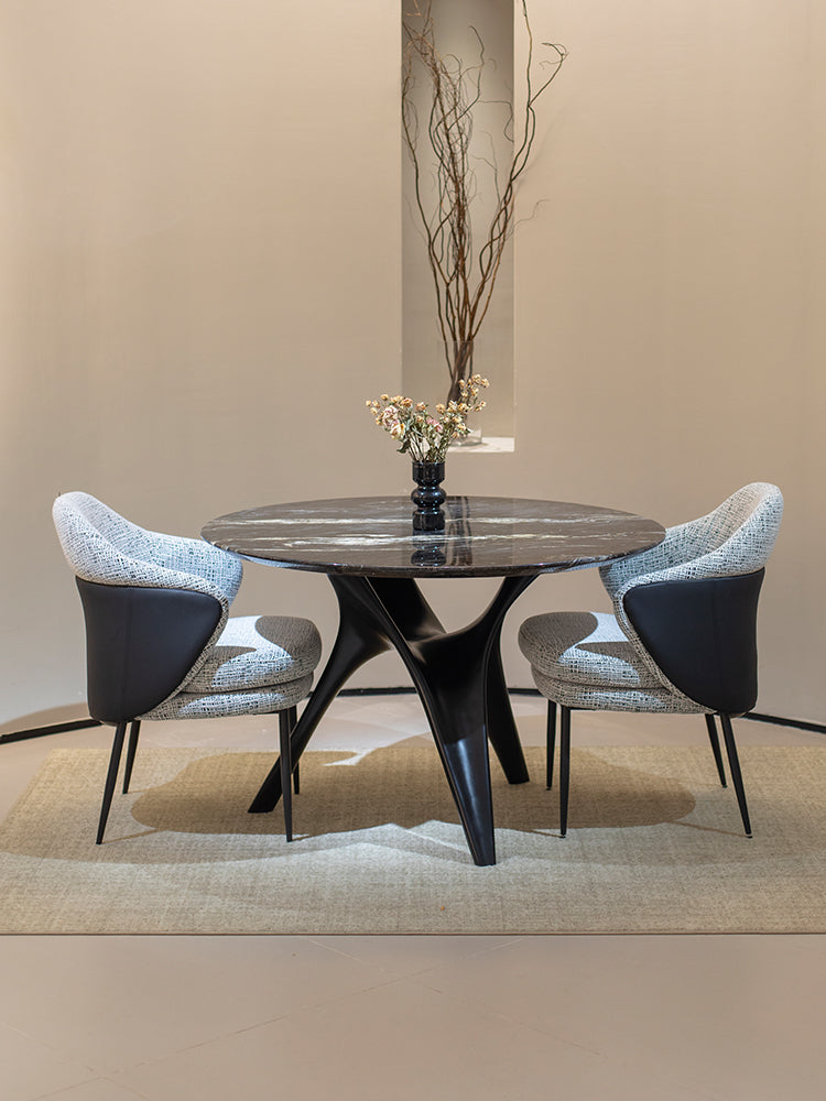 Cosmic Black Marble Round Dining Table