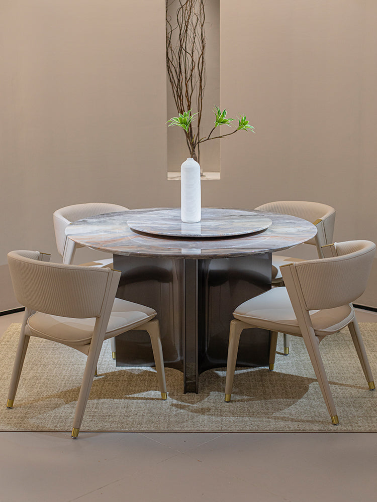Venetian Brown Marble Round Dining Table