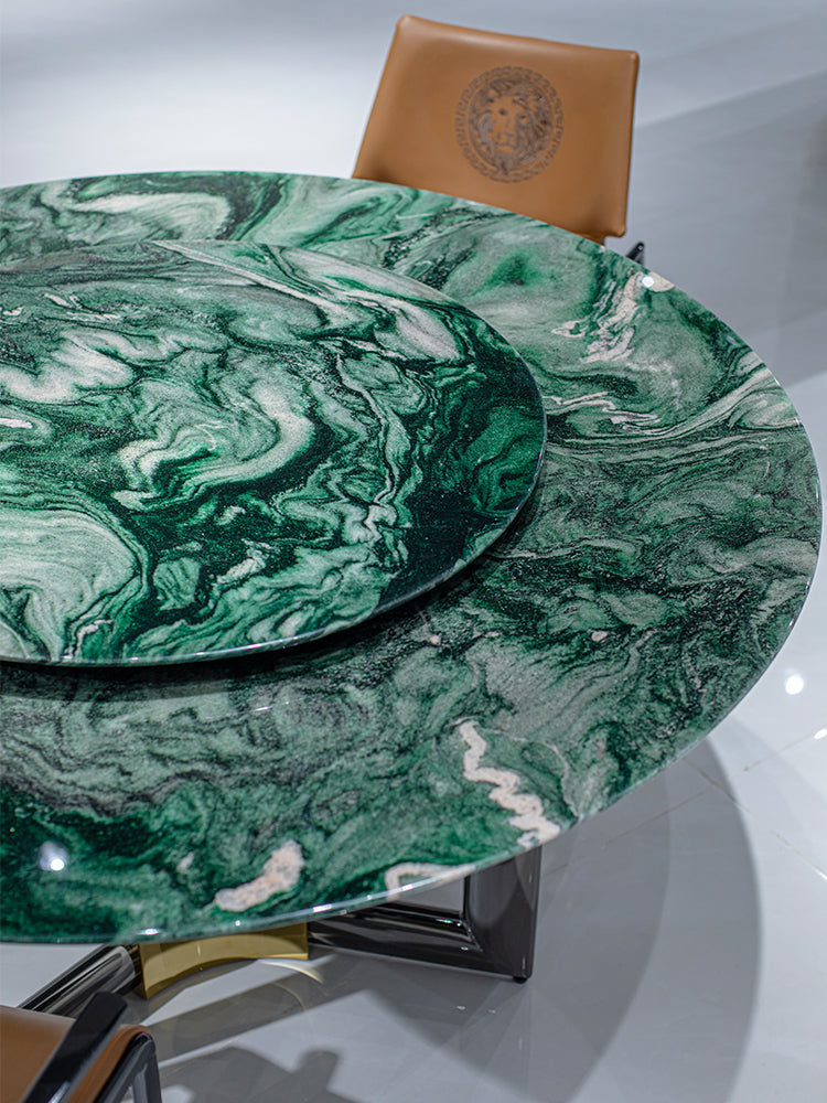 Norwegian Green Marble Round Dining Table