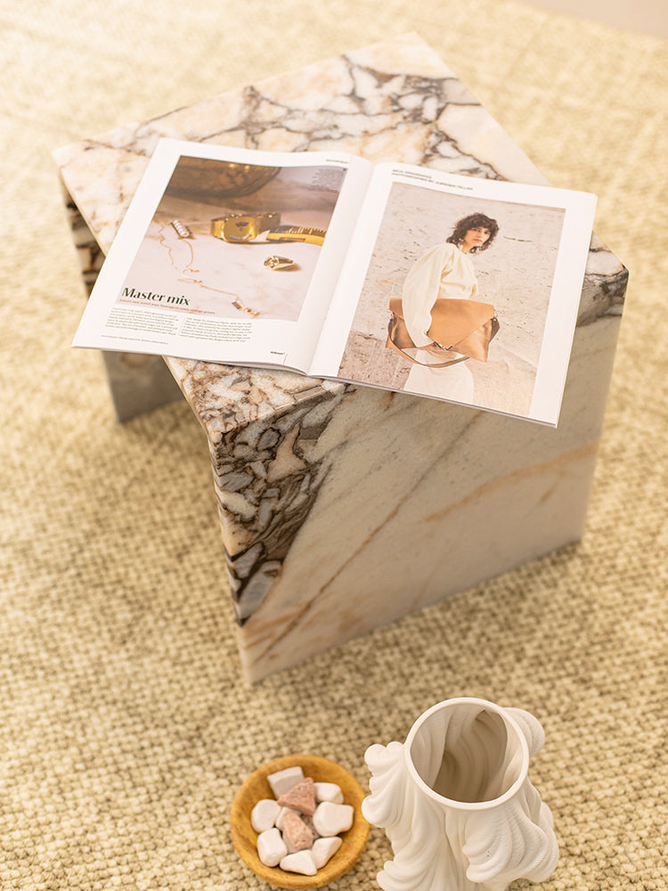 Elephant White Marble Single Layer Side Table