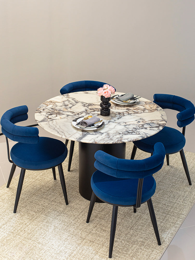 Elephant White Marble Round Dining Table