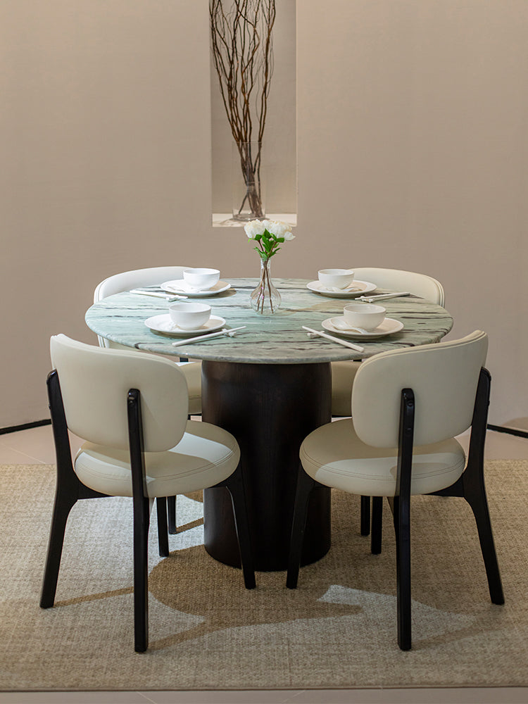 Cloud Emerald Marble Round Dining Table