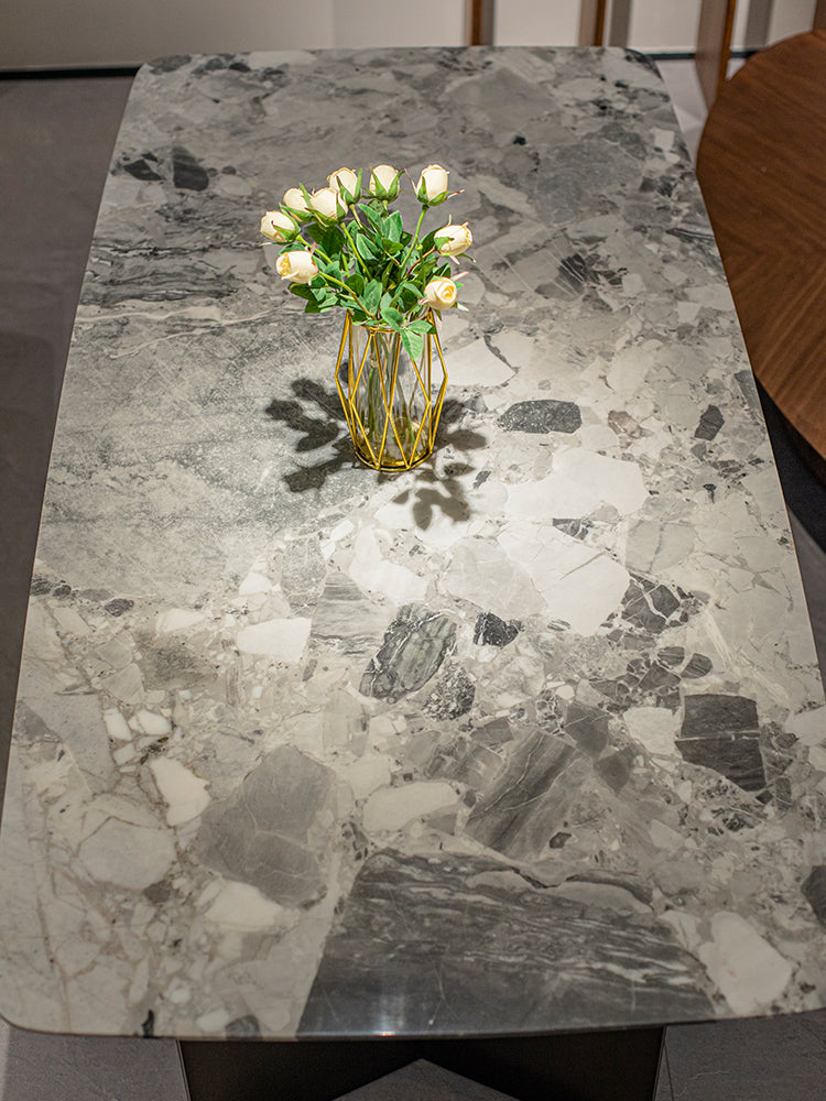 Oreo Gray Marble Dining Table