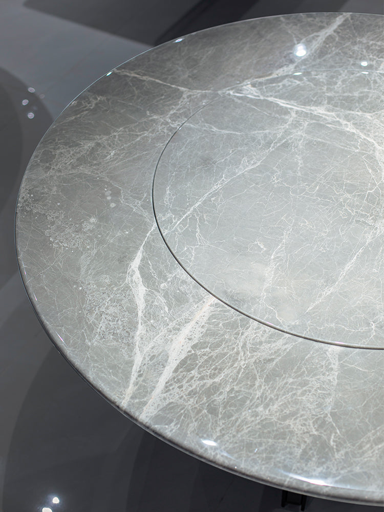Hermes Grey Marble Round Dining Table