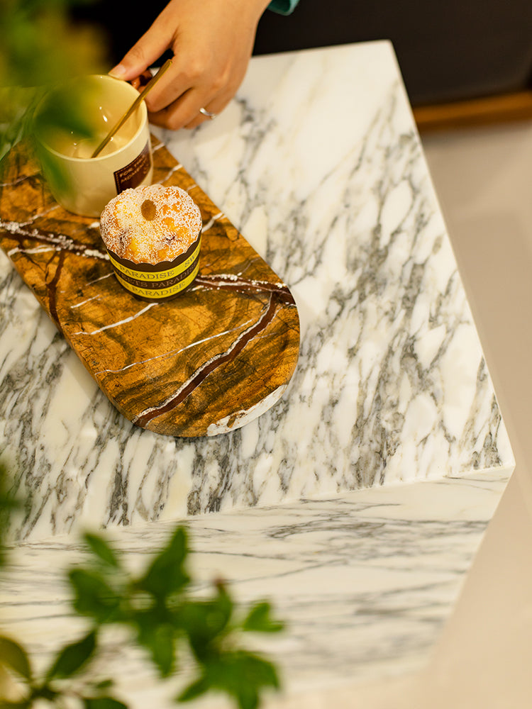 Arabescato Corchia Marble Hollow Side Table