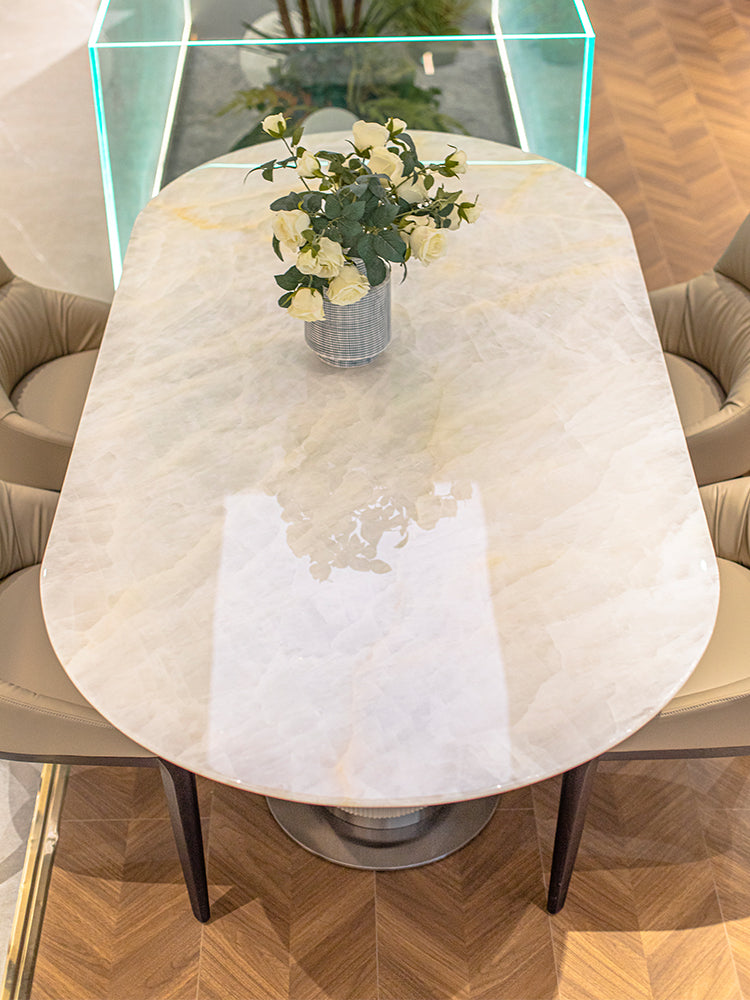 White Ice Jade Marble Dining Table