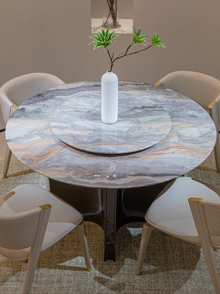 Venetian Brown Marble Round Dining Table