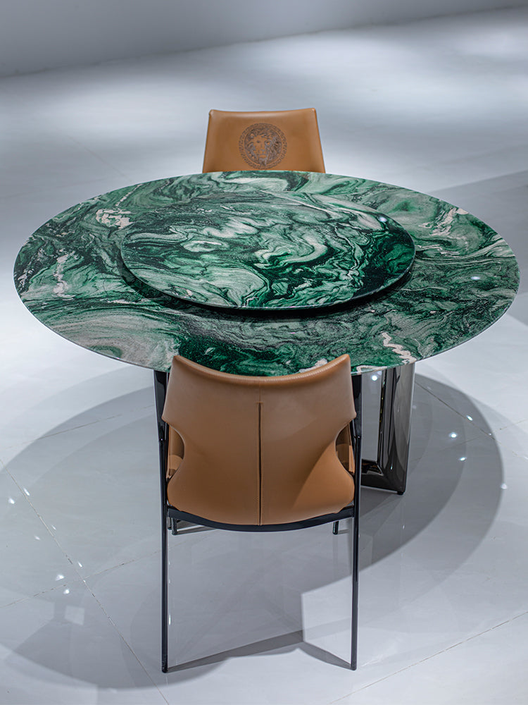 Norwegian Green Marble Round Dining Table