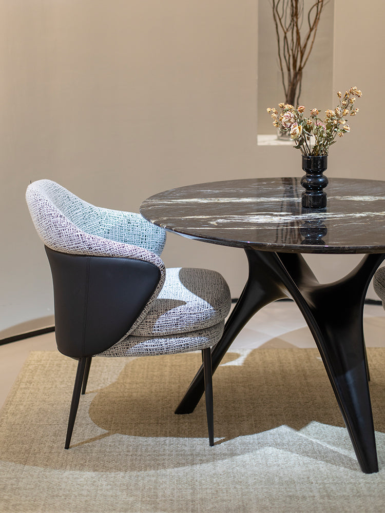 Cosmic Black Marble Round Dining Table
