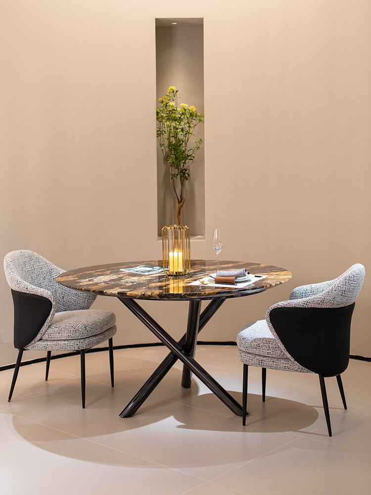 Cosmic Gold Marble Round Dining Table