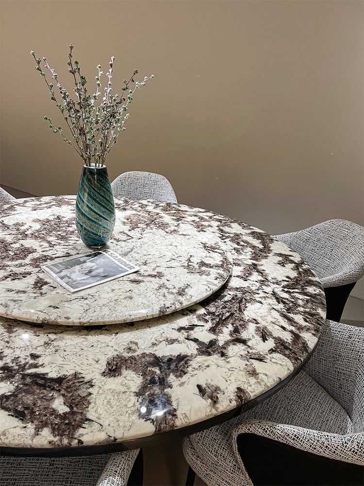 Snow Fox Marble Round Dining Table