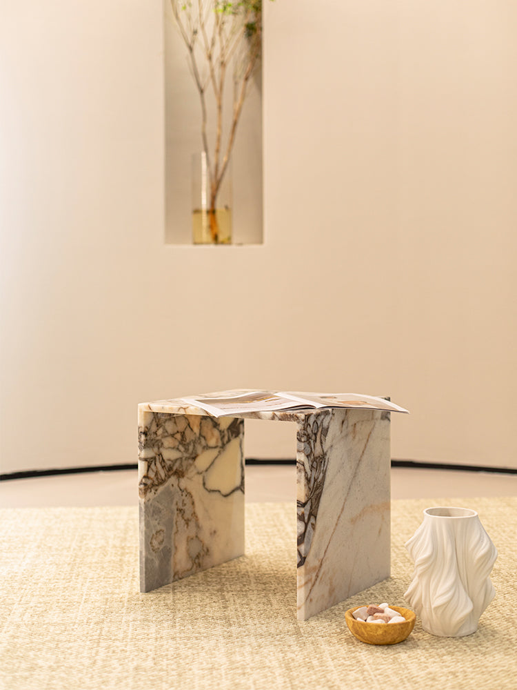 Elephant White Marble Single Layer Side Table