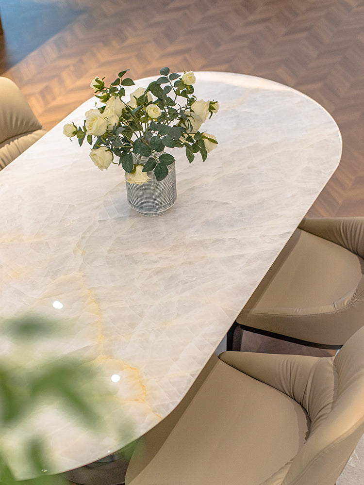 White Ice Jade Marble Dining Table