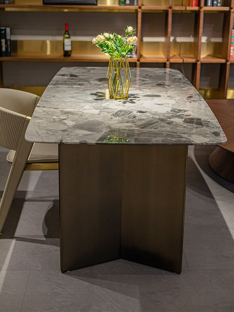 Oreo Gray Marble Dining Table