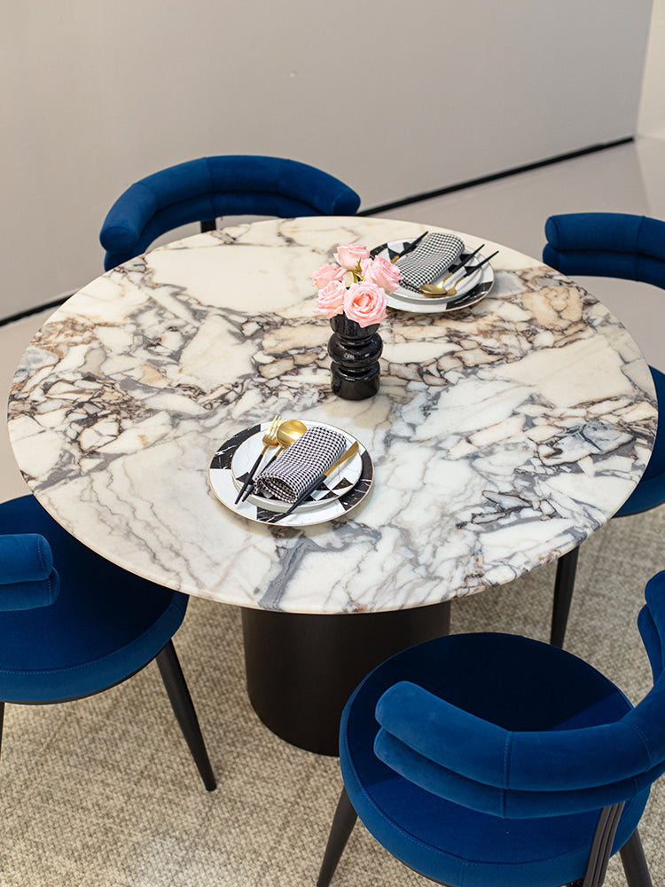 Elephant White Marble Round Dining Table