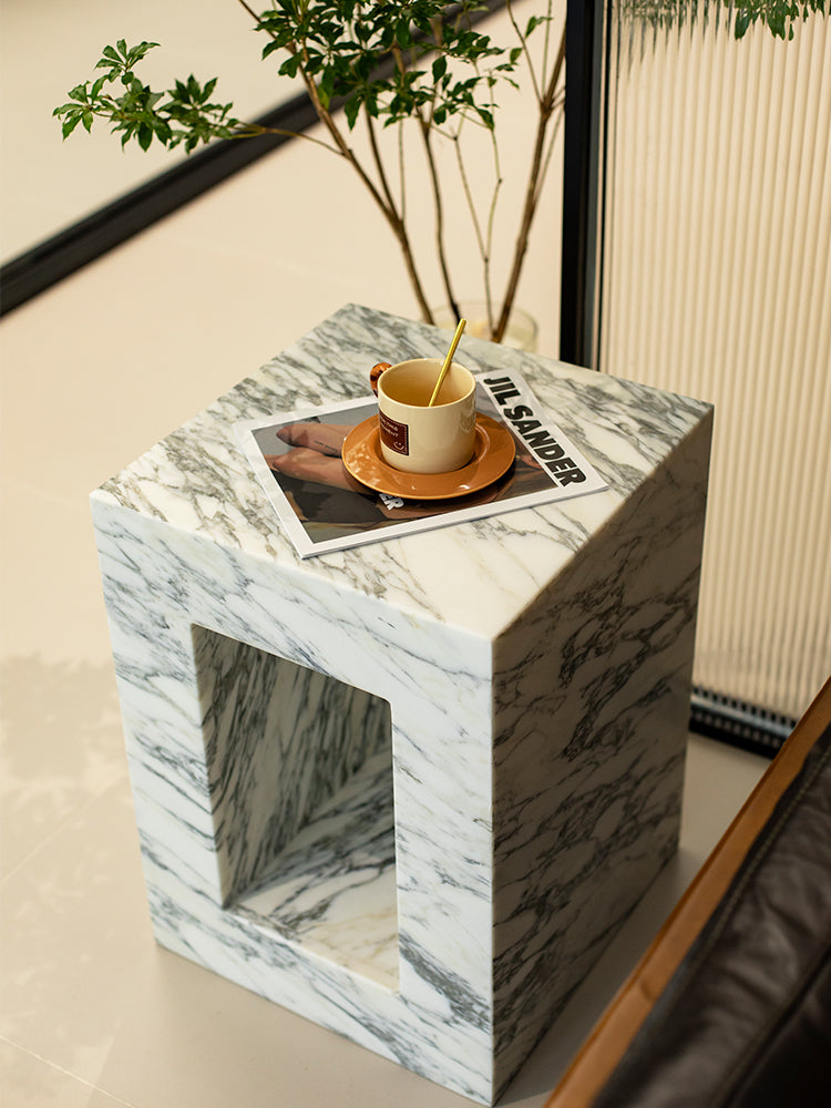 Arabescato Corchia Marble Hollow Side Table