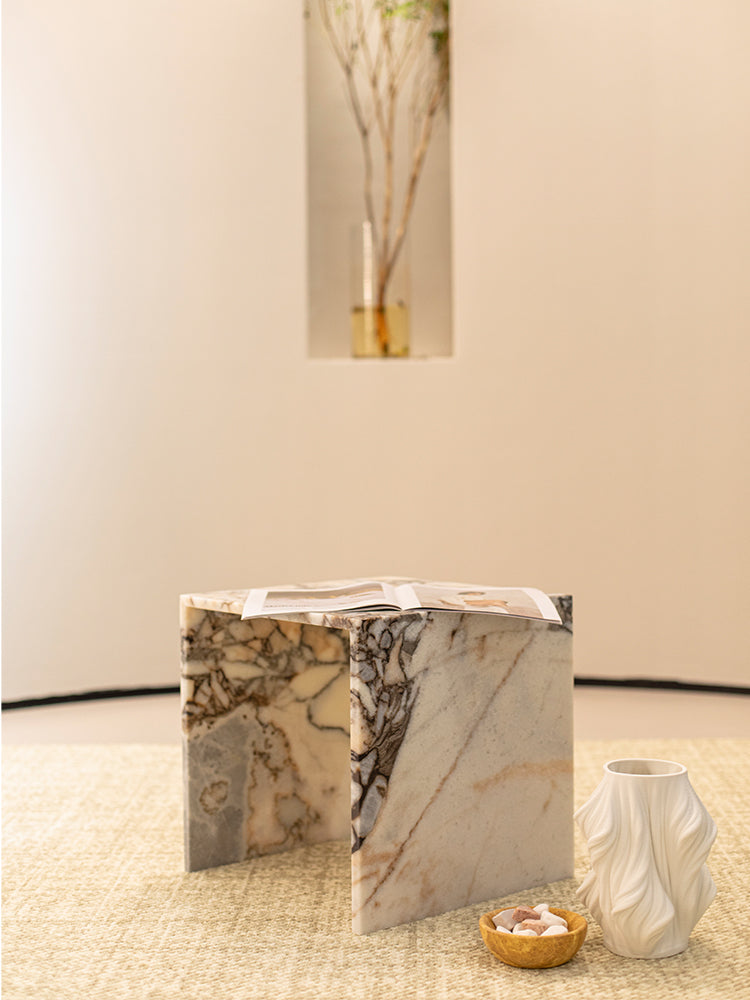 Elephant White Marble Single Layer Side Table