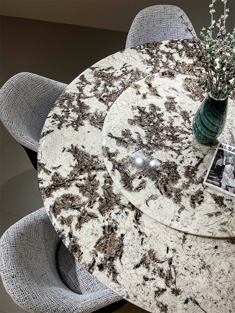 Snow Fox Marble Round Dining Table