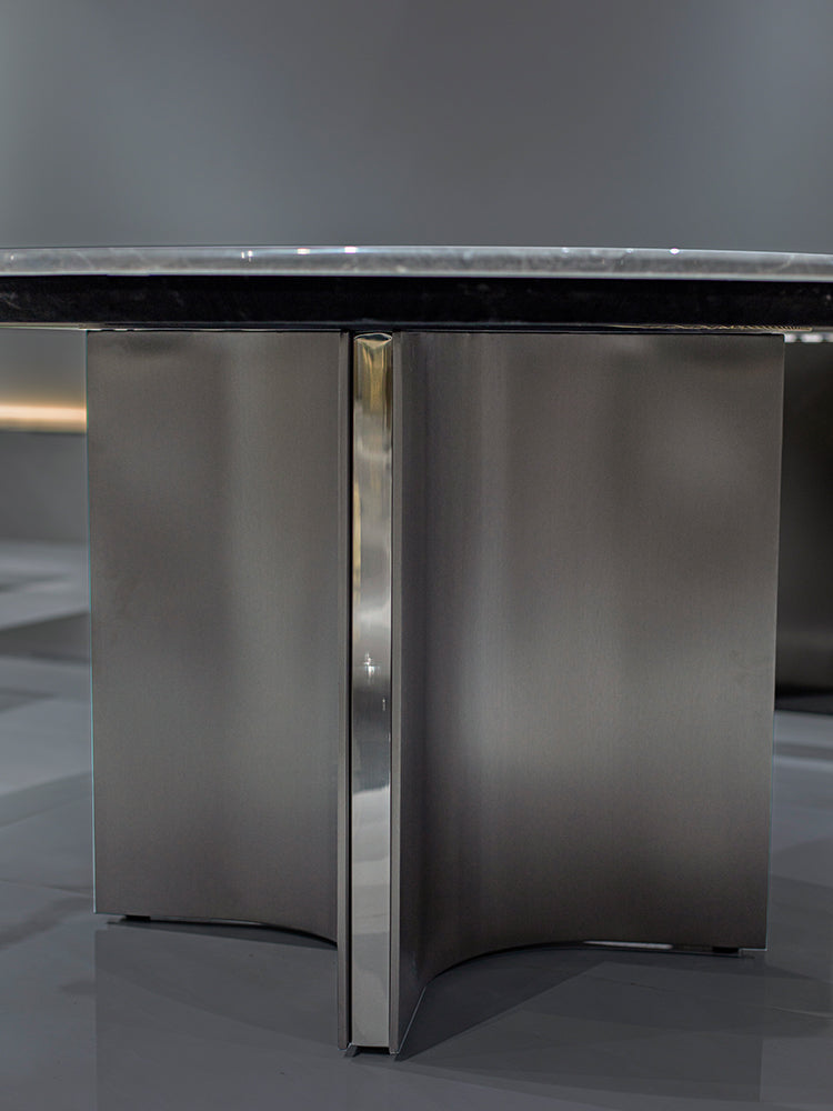 Hermes Grey Marble Round Dining Table