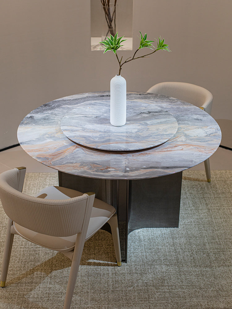 Venetian Brown Marble Round Dining Table