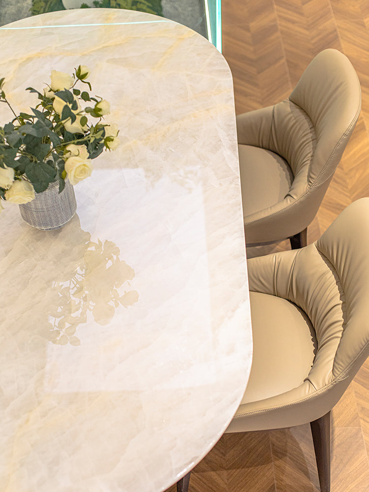 White Ice Jade Marble Dining Table