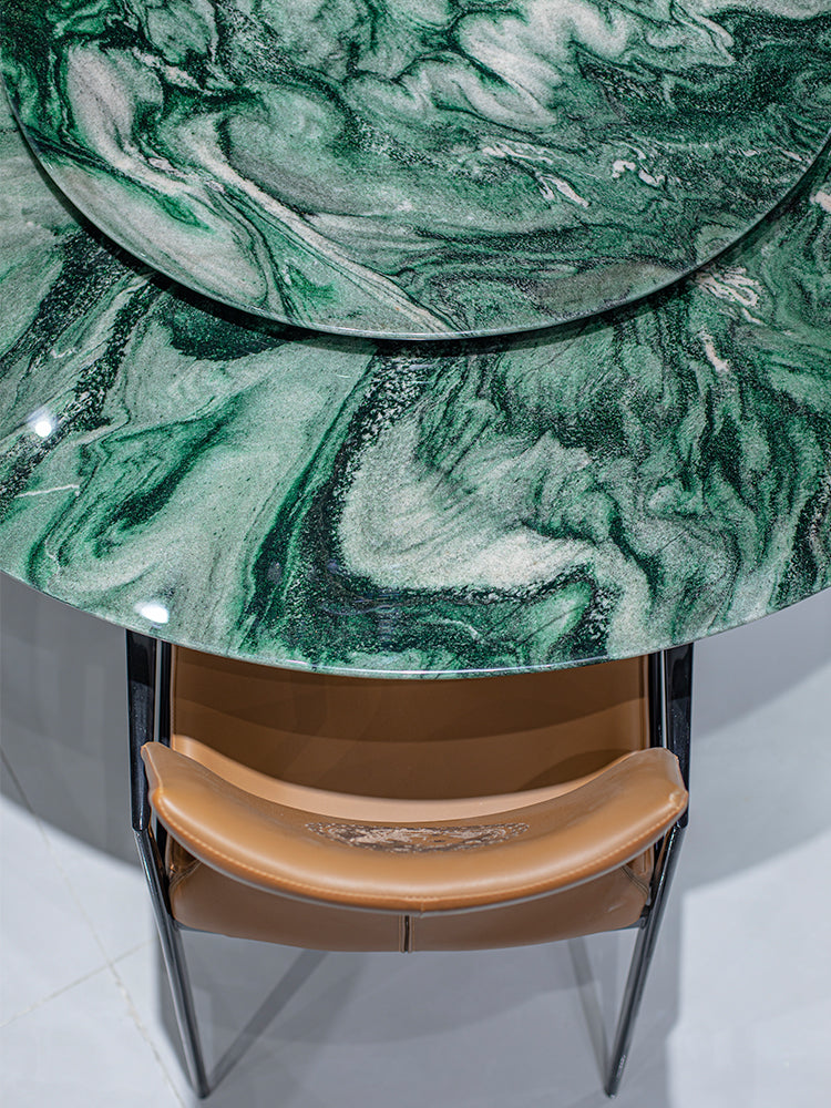 Norwegian Green Marble Round Dining Table