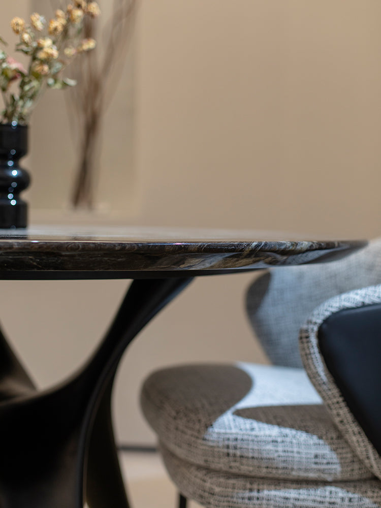 Cosmic Black Marble Round Dining Table