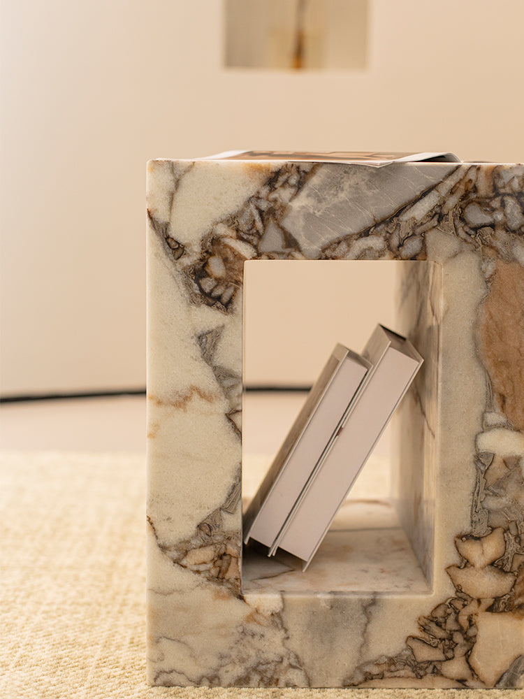 Elephant White Marble Hollow Side Table