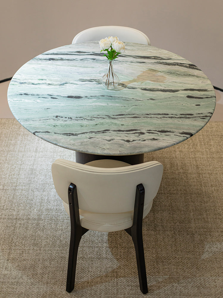 Cloud Emerald Marble Round Dining Table