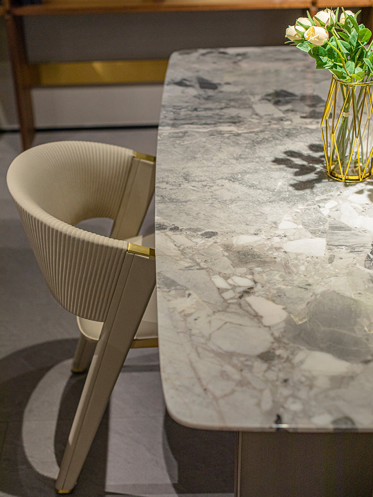 Oreo Gray Marble Dining Table