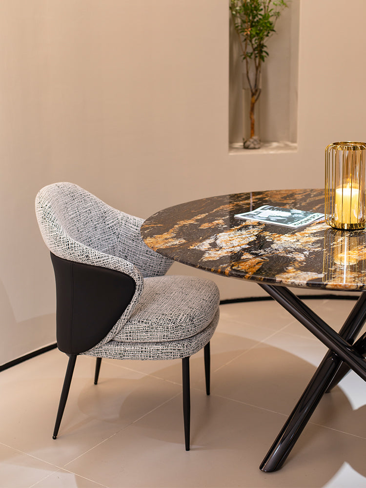 Cosmic Gold Marble Round Dining Table