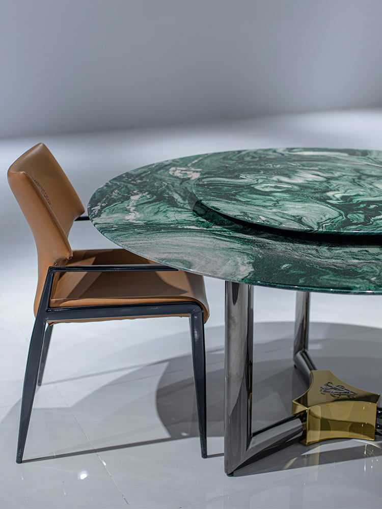 Norwegian Green Marble Round Dining Table