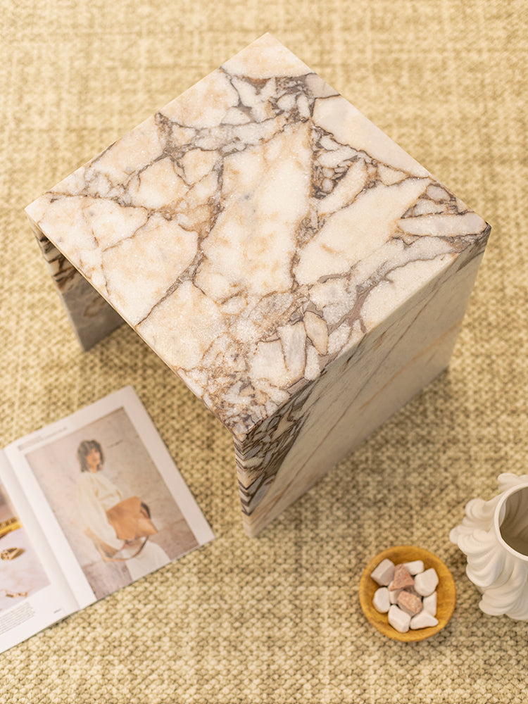 Elephant White Marble Single Layer Side Table