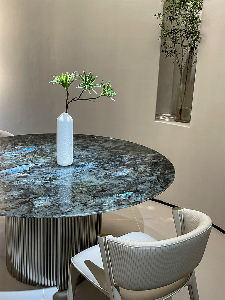 Blue Emerald Marble Round Dining Table