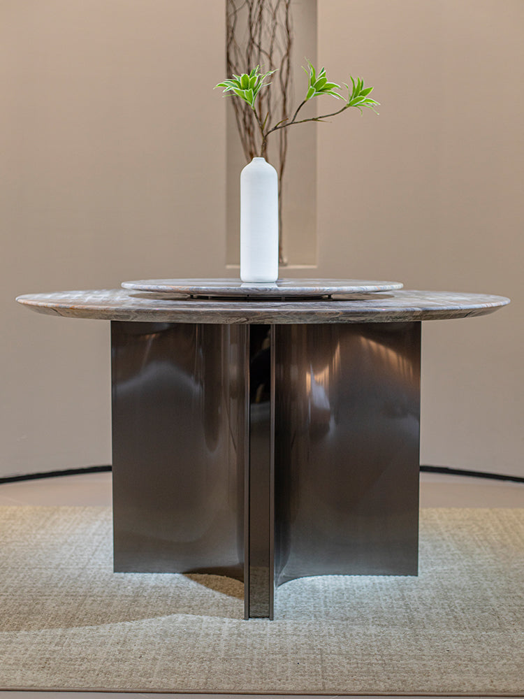 Venetian Brown Marble Round Dining Table