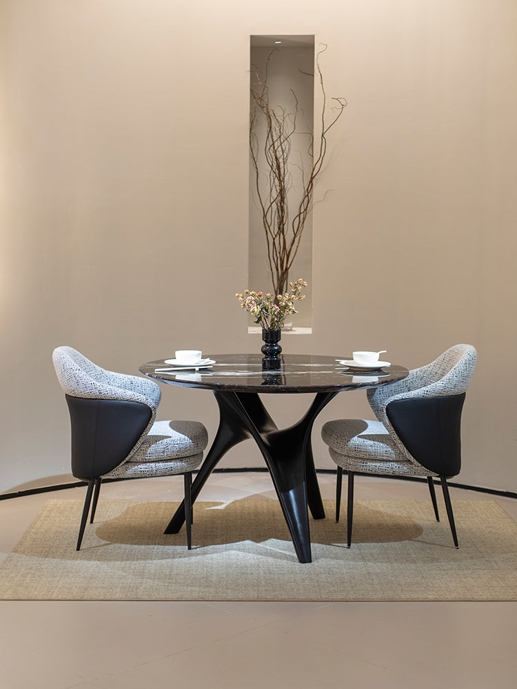 Cosmic Black Marble Round Dining Table