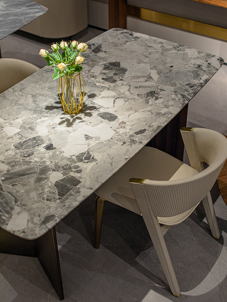 Oreo Gray Marble Dining Table