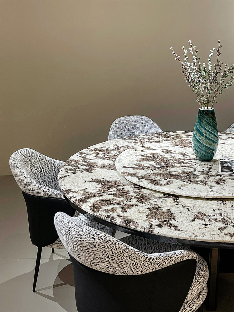Snow Fox Marble Round Dining Table