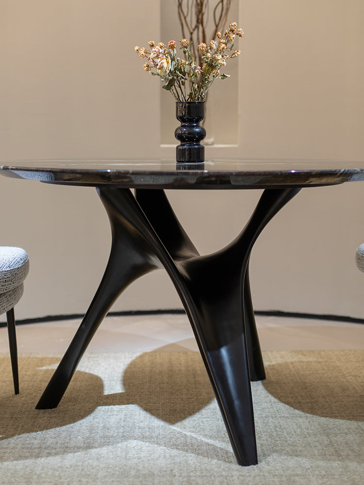 Cosmic Black Marble Round Dining Table