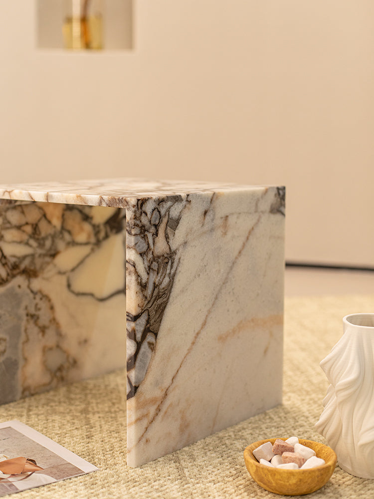 Elephant White Marble Single Layer Side Table