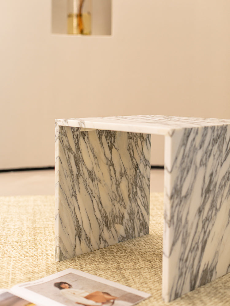 Arabescato Corchia Marble Single Layer Side Table
