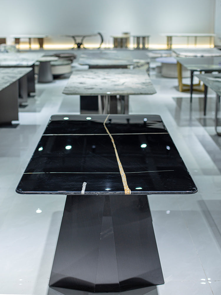 Lauren Black Gold Marble Dining Table