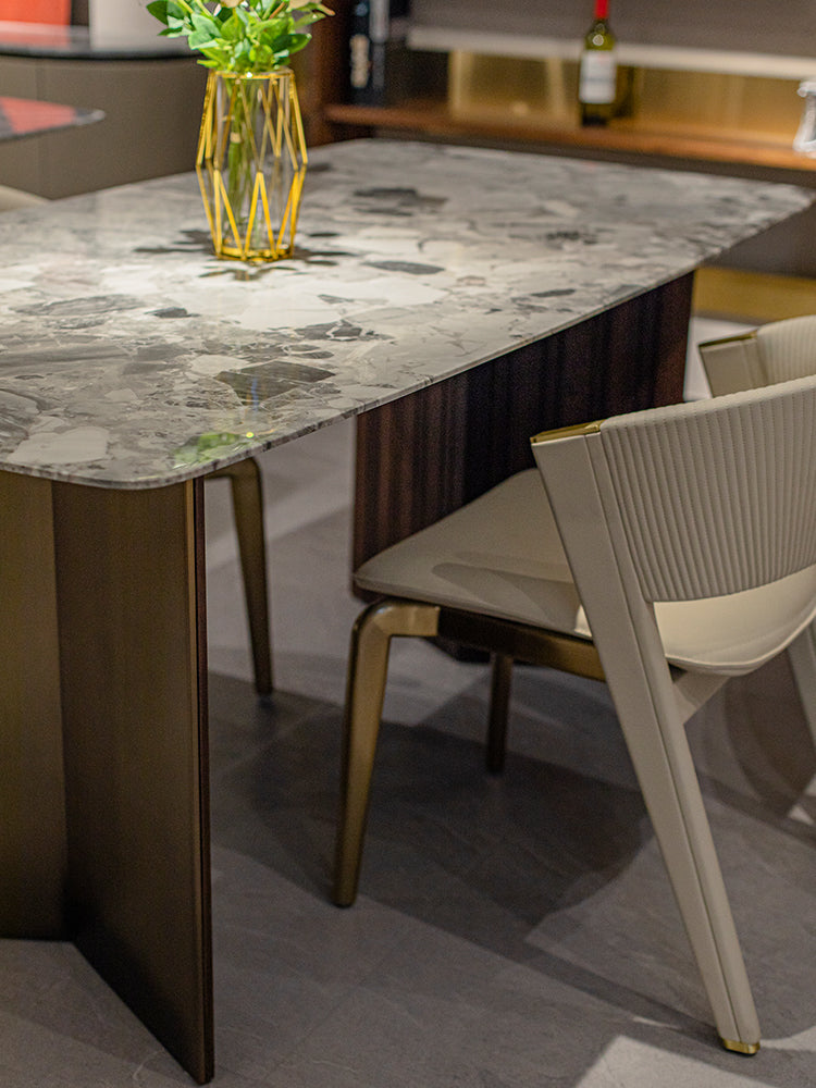 Oreo Gray Marble Dining Table