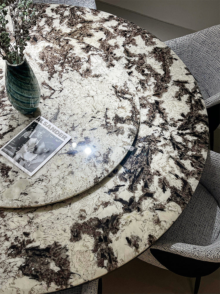 Snow Fox Marble Round Dining Table