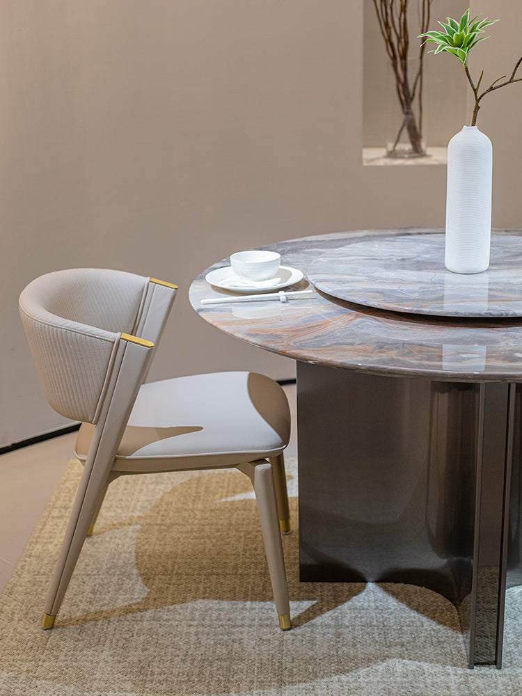 Venetian Brown Marble Round Dining Table