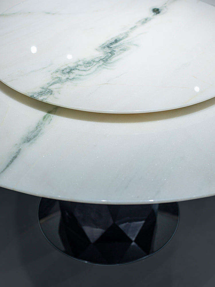Panda White Marble Round Dining Table