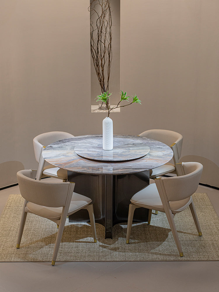 Venetian Brown Marble Round Dining Table
