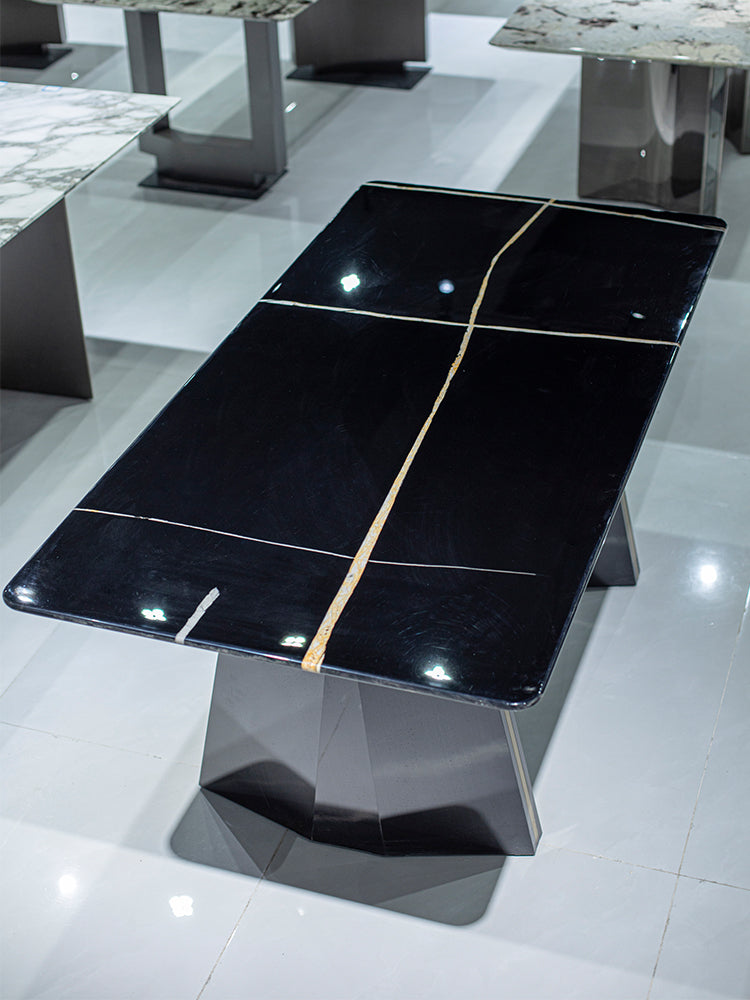 Lauren Black Gold Marble Dining Table